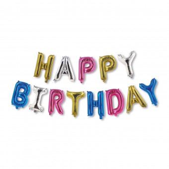 3D Balon model litere „Happy Birthday” - diferite culori - 33 cm