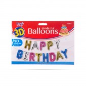 3D Balon model litere „Happy Birthday” - diferite culori - 33 cm