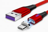 Cablu date incarcare 2in1 Fast Charge 3.0 USB la Micro USB/TYPE-C 1.5M 3A Rosu