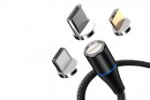 Cablu date incarcare 3in1 Fast Charge 3.0 USB la micro USB/TYPE-C/Lightning 1.5M 3A Negru