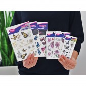 Set autocolante pentru tatuaje: fluturi si flori - 65 buc/pachet