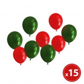 Set baloane - rosu, verde -metalic - 15 piese / pachet
