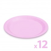 Set farfurii roz din hartie - 23 cm - 12 buc. /pachet