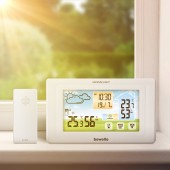 Termometru digital si ceas cu alarma - exterior / interior - USB, baterie - alb