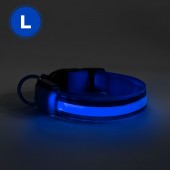 Zgarda LED cu baterie - marime L - albastru